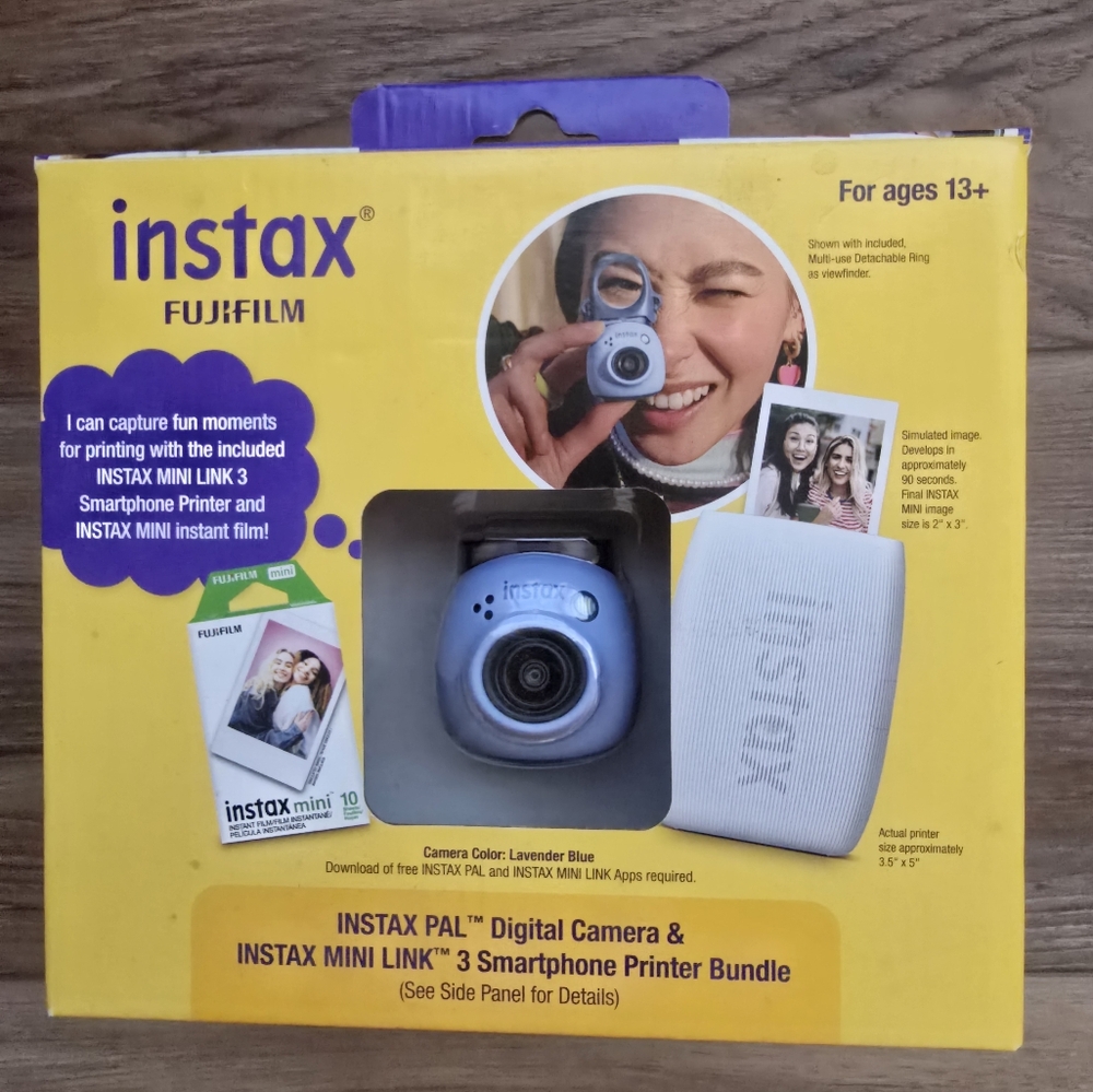 Fujifilm Instax Pal Lavender Blue Digital Camera & Printer Bundle